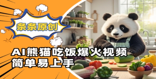 Ai熊猫吃饭爆火视频,条条原创,简单易上手-淘金日记