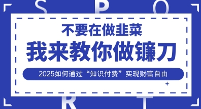 韭菜生涯终结者，我来教你做镰刀，2025如何通过“知识付费”实现财F自由【揭秘】-淘金日记