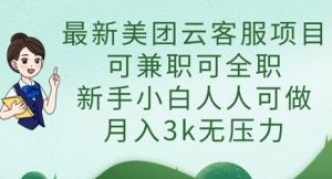 最新美团云客服项目,可兼职可全职,新手小白人人可做,月入3k无压力-淘金日记
