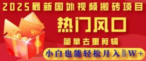 2025最新视频搬砖项目,热门风口,简单去重剪辑,小白也能轻松月入过W-淘金日记