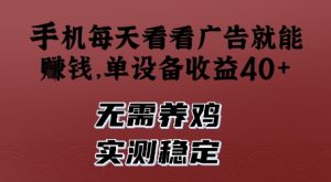 手机每天看看广告就能挣钱，单设备收益40+，无需养鸡，实测稳定【揭秘】-淘金日记