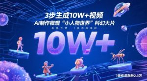 3步生成10W+视频,AI制作微观“小人物世界”科幻大片,条条万赞,1条作品涨粉2.3W-淘金日记
