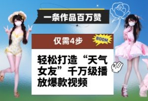 一条作品百万赞！ 只需4步，轻松打造“天气女友”千万级播放爆款视频-淘金日记