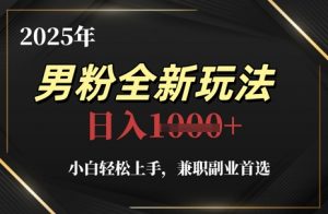 2025年男粉全新玩法,小白轻松上手,兼职副业首选,轻轻松松日入1k+-淘金日记