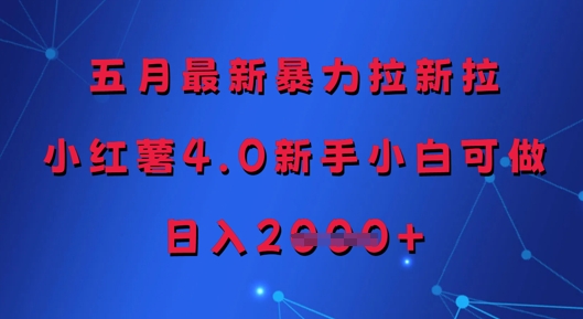 五月最新暴力拉新拉,小红薯4.0新手小白可做,日入多张-淘金日记