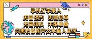 纯手机打字录入，不需要预约 、不需要接单、不需要排队 、项目不限量，零门槛，操作简单方便收入无上限【揭秘】-淘金日记