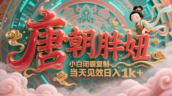 用AI克隆“唐朝胖妞”日更3条,平台疯狂推流,小白闭眼复制,当天见效,日入1k+-淘金日记