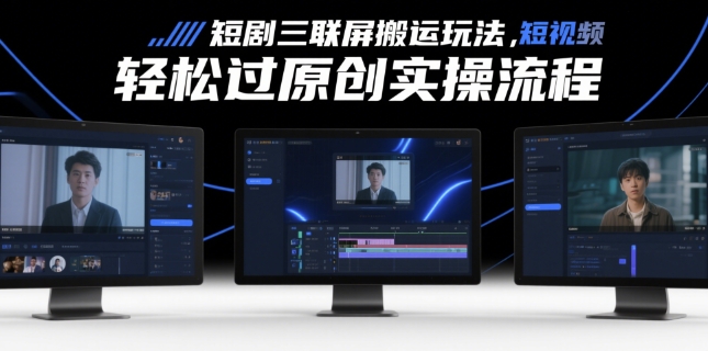 短剧三联屏搬运玩法，短剧搬运轻松过原创实操流程-淘金日记
