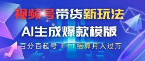 视频号带货新玩法,AI生成,百分百原创爆款模版,百分百起号,高佣商品T+1结算月入过W【揭秘】-淘金日记