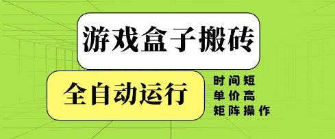 游戏盒子搬砖,全自动运行,无需人工,时间短、单价高、矩阵操作【揭秘】-淘金日记