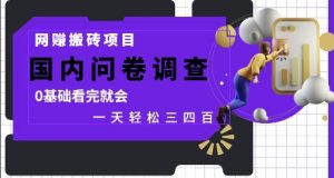 网创搬砖项目，国内问卷调查，0基础看完就会 一天轻松三四张，靠谱副业干就完了【揭秘】-淘金日记