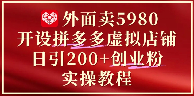 外面卖5980开设拼多多虚拟店铺：单日引流200+创业付费粉实战教程-淘金日记