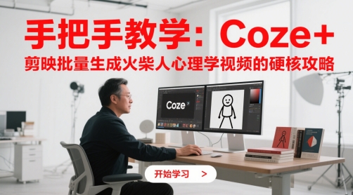 手把手教学:Coze + 剪映批量生成火柴人心理学视频的硬核攻略-淘金日记