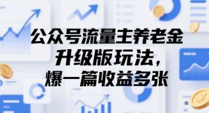 公众号流量主养老金升级版玩法,爆一篇收益多张-淘金日记