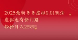 2025最新多多虚拟0.01玩法！虚拟也有新世界，轻松日入1k+-淘金日记