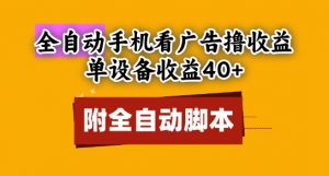 全自动看广告撸收益,单设备收益40+,可矩阵,附脚本,小白必选【揭秘】-淘金日记
