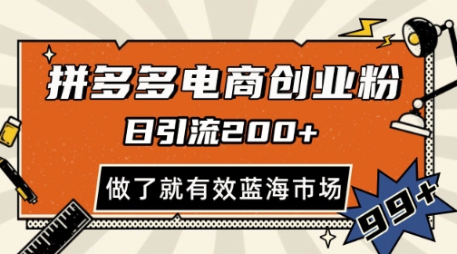 拼多多引流电商创业粉,日引200+,可矩阵放大,做了就有效【揭秘】-淘金日记