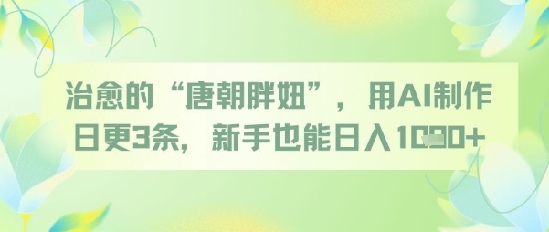 治愈的“唐朝胖妞”,用AI制作日更3条,新手也能日入多张-淘金日记