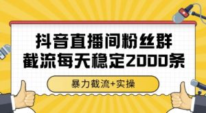 抖音直播间粉丝群暴力截流,一台电脑每天稳定2000条数据,暴力截流+实操 【揭秘】-淘金日记