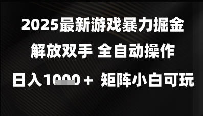 2025最新游戏暴力掘金解放双手,全自动操作,日入1k+矩阵,小白可玩【揭秘】-淘金日记
