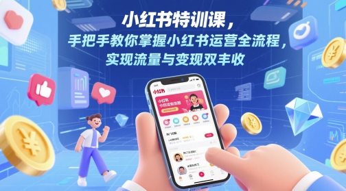 小红书特训课,手把手教你掌握小红书运营全流程,实现流量与变现双丰收-淘金日记
