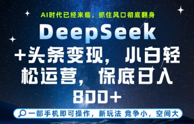 DeepSeek+头条变现,保姆级教学,小白轻松上手,日入8张+【揭秘】-淘金日记