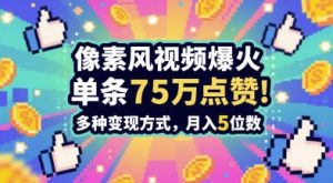 3分钟做出孤独感拉满的素风插画视频,单条点赞75W,谁发谁火系列,多种变现方式,月入5位数-淘金日记