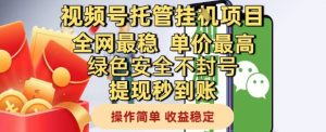 视频号托管挂G项目全网最稳，单价最高，绿色安全不封号提现秒到账，操作简单，收益稳定【揭秘】-淘金日记