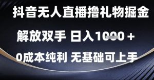 抖音无人直播撸礼物掘金,解放双手,日入1k,0成本纯利,无基础可上手【揭秘】-淘金日记