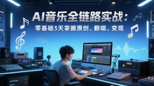 AI音乐全链路实战变现课:零基础3天掌握原创、翻唱、变现-淘金日记