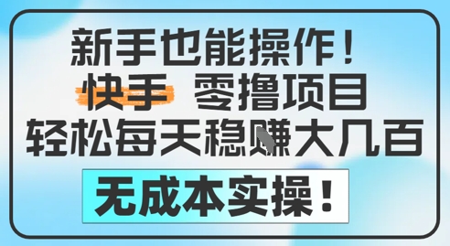 新手也能操作,快手零撸挣米,轻松每天挣2-5张,完全无成本-淘金日记