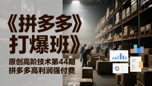 《拼多多打爆班》原创高阶技术第44期,拼多多高利润强付费-淘金日记