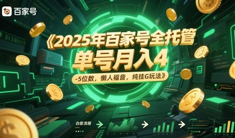 2025年百家号全托管,单号月入4-5位数,懒人福音,纯挂G玩法【揭秘】-淘金日记