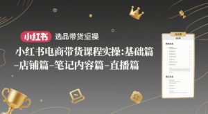 小红书电商带货课程实操:基础篇-选品篇-店铺篇-笔记内容篇-直播篇-淘金日记