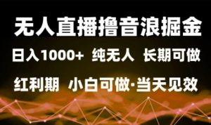 无人直播撸音浪掘金,日入1k+,纯无人红利期,小白可做,当天见效【揭秘】-淘金日记