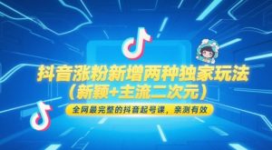 抖音涨粉新增两种独家玩法（新颖+主流二次元），全网最完整的抖音起号课，亲测有效-淘金日记