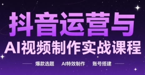 抖音运营与AI视频制作实战课程,爆款选题-AI特效制作-账号搭建-淘金日记