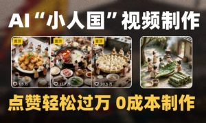 爆款1000W+播放微缩景观迷你小人国AI视频0成本制作全流程教学-淘金日记