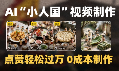 爆款1000W+播放微缩景观迷你小人国AI视频0成本制作全流程教学-淘金日记