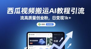 西瓜视频搬运AI教程引流高质量创业粉，日变现1k+【揭秘】-淘金日记