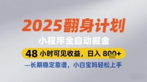 2025翻身计划小程序全自动掘金，48小时可见收益，日入多张+，长期稳定靠谱，小白宝妈轻松上手【揭秘】-淘金日记