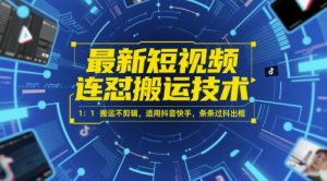 最新短视频连怼搬运技术 1：1搬运不剪辑，适用抖音快手，条条过抖出框-淘金日记