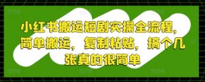 小红书搬运短剧实操全流程,简单搬运,复制粘贴,搞个几张真的很简单-淘金日记