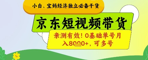 小白宝妈经济独立必备干货，京东短视频带货，亲测有效!0基础单号月入8k+，可多号【揭秘】-淘金日记
