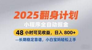 2025翻身计划,小程序全自动掘金,48小时可见收益,日入8张+,长期稳定靠谱,小白宝妈轻松上手【揭秘】-淘金日记