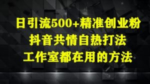 日引流500+精准创业粉,抖音共情自热打法,工作室都在用的方法-淘金日记