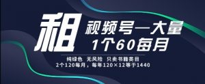 租视频号，一个60每月，2个120.纯绿色、无风险，常年租【揭秘】-淘金日记