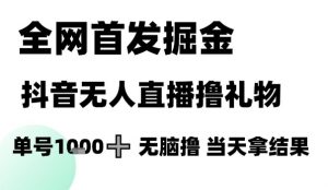全网首发掘金抖音无人直播撸礼物,单号1k +无脑撸,当天拿结果【揭秘】-淘金日记