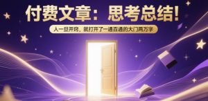 付费文章:思考总结!人一旦开窍,就打开了那扇一通百通的大门两万字-淘金日记