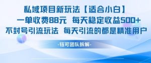 私域项目新玩法【适合小白】 一单收费88.每天稳定收益几张-淘金日记